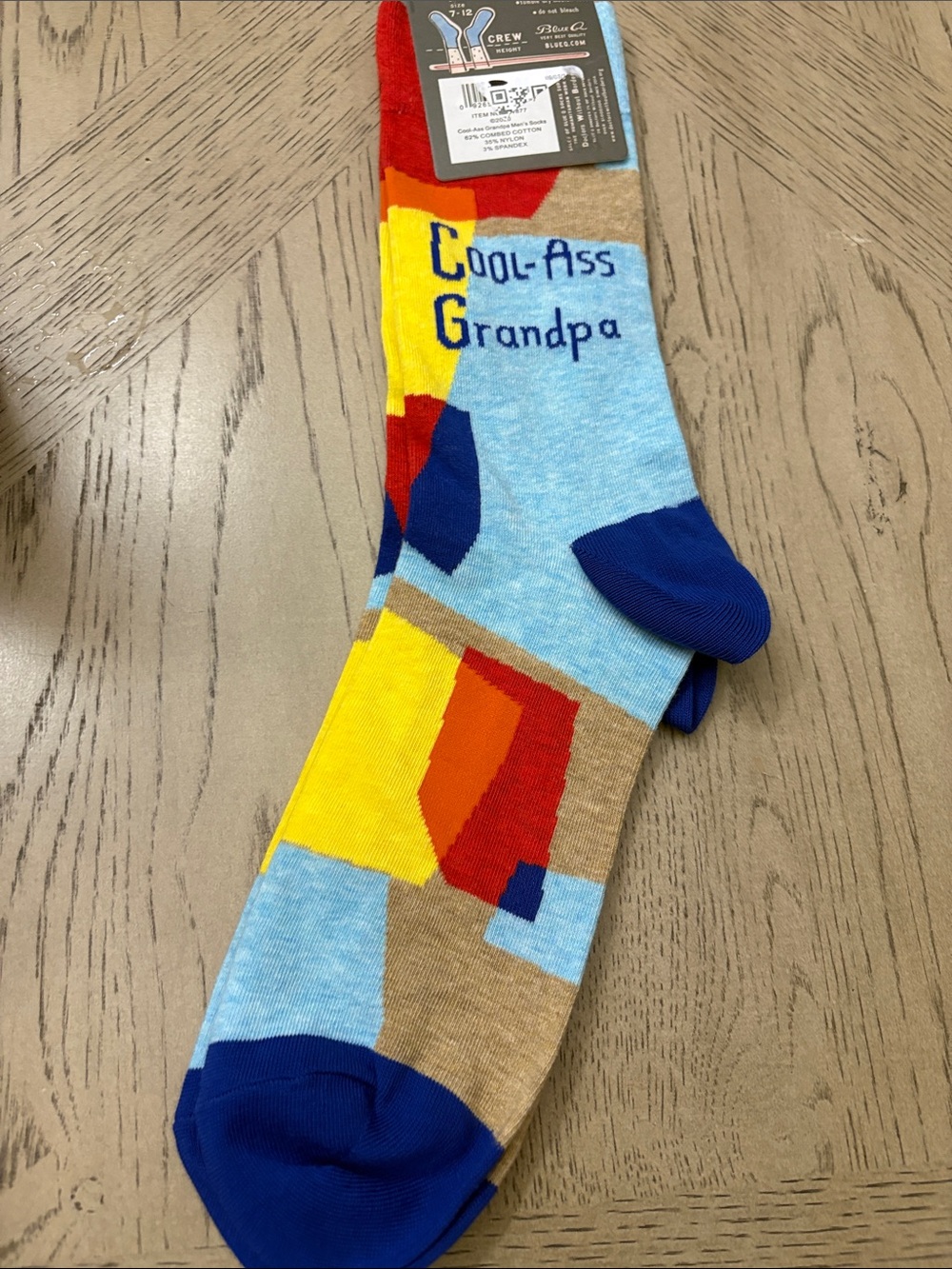 Cool-Ass Grandpa Colorblock Crew Socks - Blue/Tan